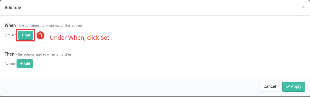 The Set button under When