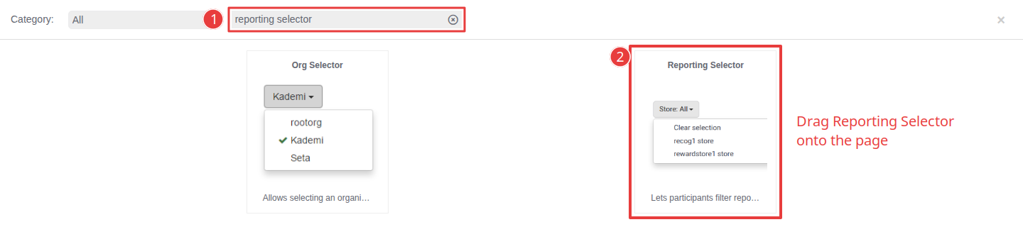 Finding the Reporting Selector component