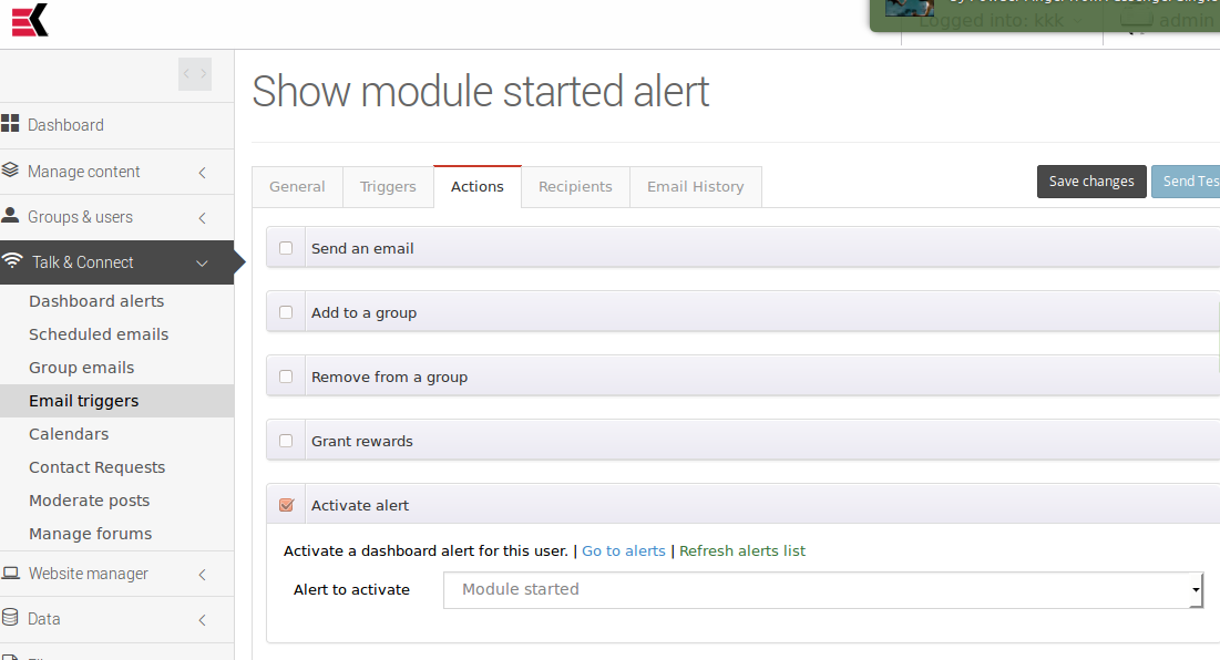 Activating an alert from a trigger